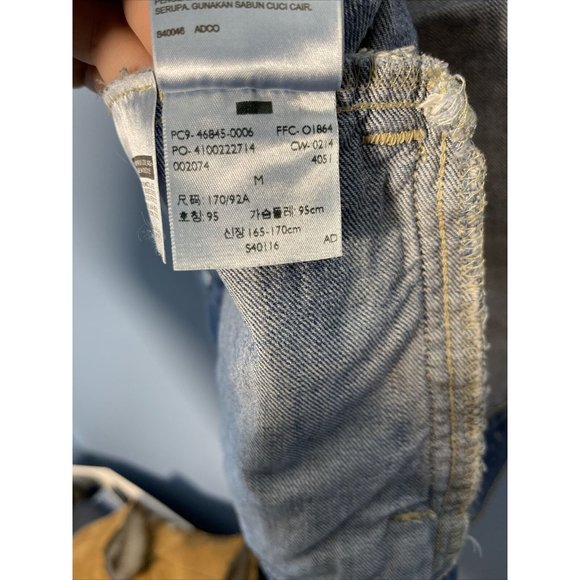 Levis Trucker Vest Blue Denim Mens Size M 4 Pockets American Flag Back - Picture 6 of 7